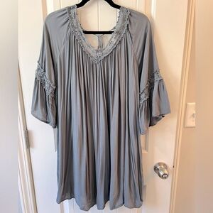 She + Sky Blue gray mini dress cotton crochet size L
